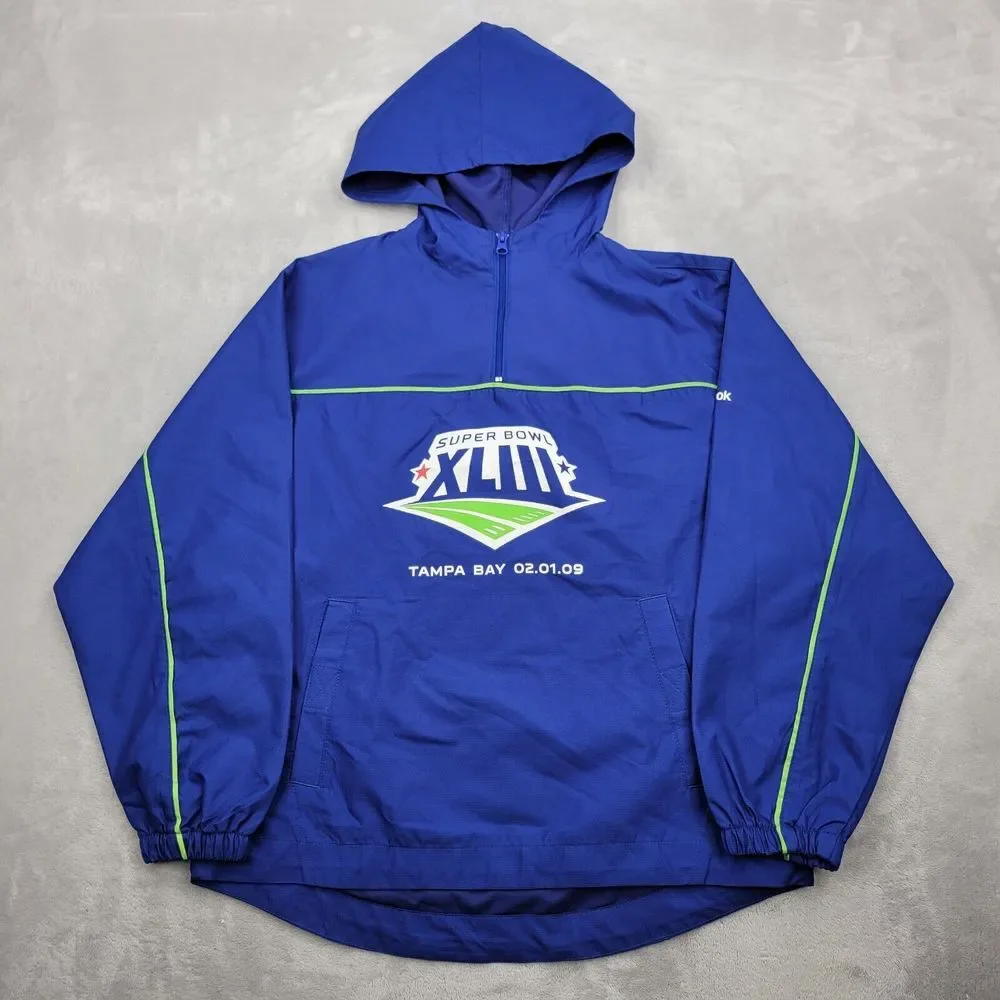 Reebok Jacket Boys‎ Large Windbreaker Rain Coat Hoodie Football Superbowl Tampa
